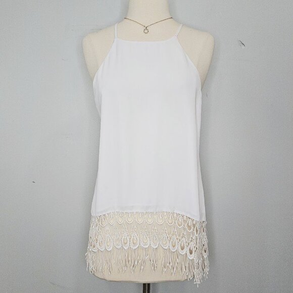 Show Me Your Mumu White Tank Top Crochet Lace Sleeveless High Neck Shirt Small - Picture 1 of 10